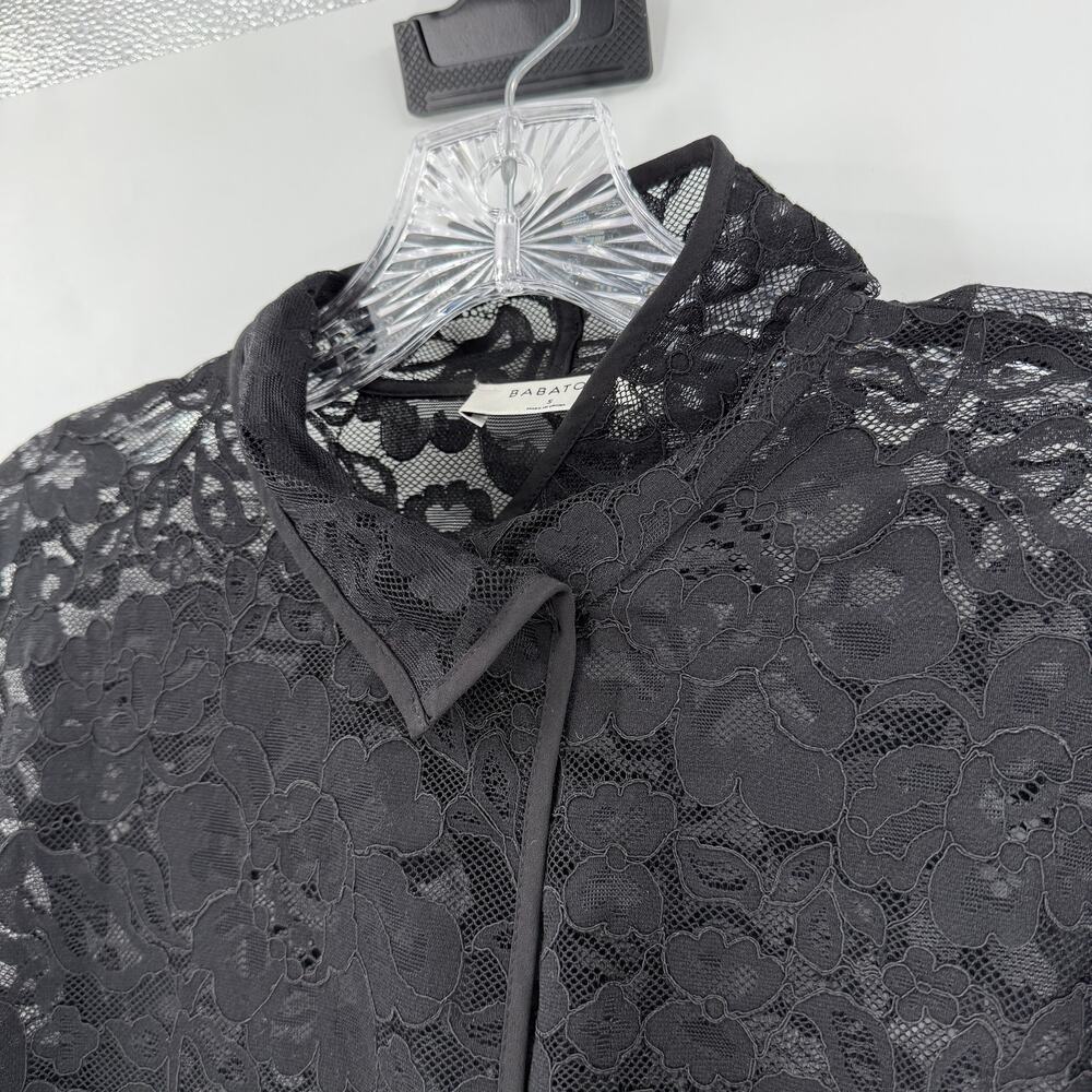 Babaton Black Sheer Lace Floral Blouse Goth Coquette Y2K Top S - Picture 8 of 8